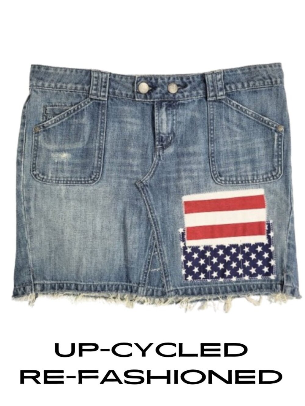 AMERICAN EAGLE Refashioned Upcycled Distressed Denim Jean Skirt - Women's 12